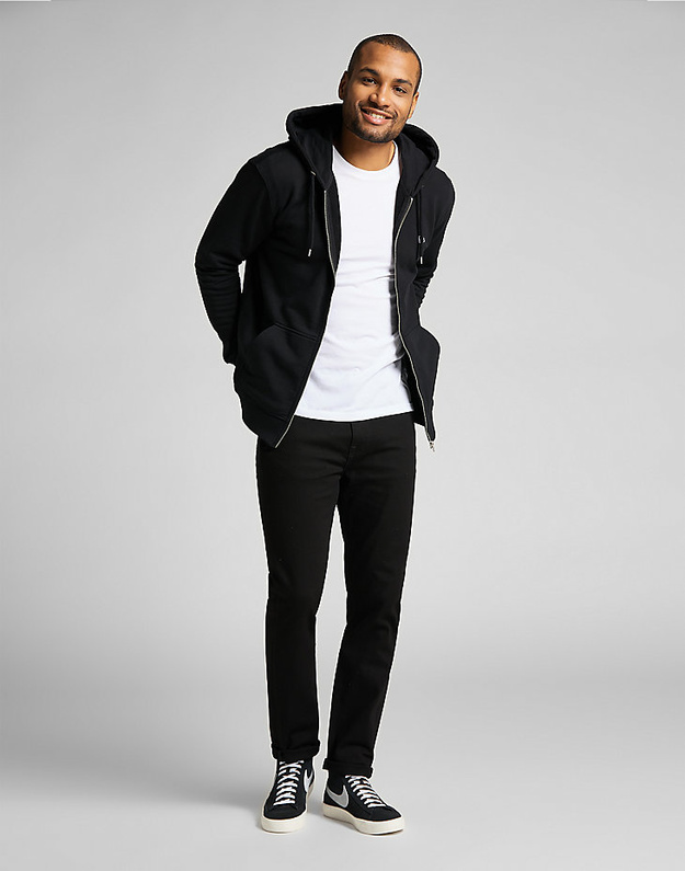 LEE BASIC ZIP THROUGH MĘSKA BLUZA Z KAPTUREM KANGURKA BLACK L80KSP01 112121423