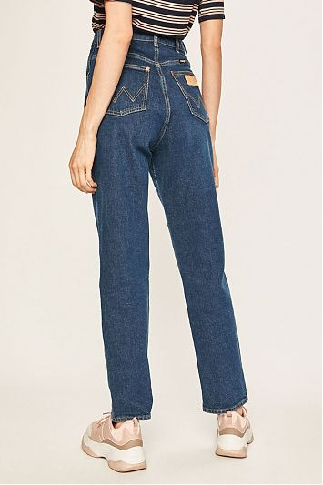 WRANGLER MOM JEANS DAMSKIE SPODNIE JEANSOWE DEEP SEA W246WB12S 112127947