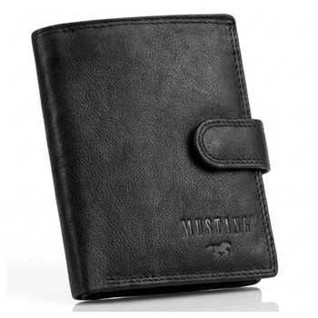 MUSTANG DENIMO WALLET MĘSKI PORTFEL SKÓRZANY POJEMNY KARTY BLACK
