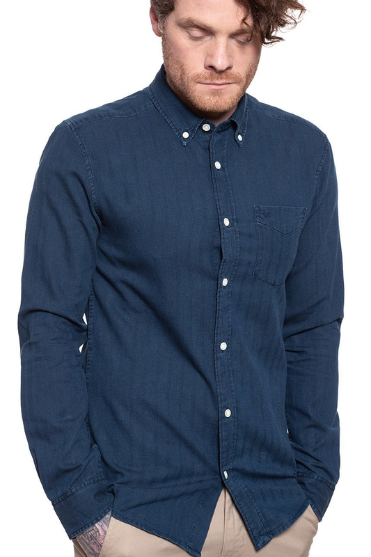 KOSZULA MĘSKA WRANGLER LS 1PKT BDOWN SHIRT INDIGO BLU W5F3B589X 112130130