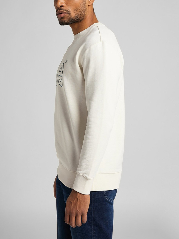 MĘSKA BLUZA MATERIAŁOWA LEE BASIC CREW LOGO SWS ECRU L80XSPNQ 112121572