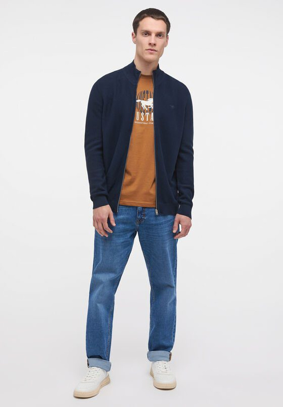 Mustang Style Edgar Zip Cardigan Total Eclipse 1014116 5226 MĘSKI SWETER