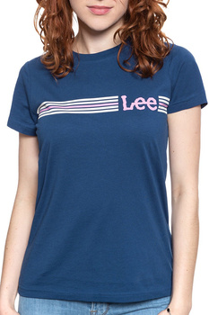 LEE T SHIRT DAMSKI STRIPE LOGO TEE OIL BLUE L42MEHMO 112109403