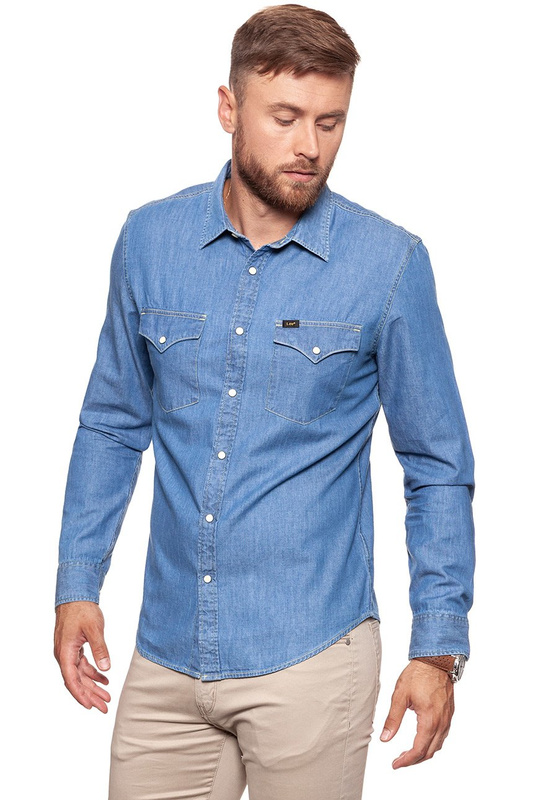 KOSZULA JEANSOWA MĘSKA LEE WESTERN SHIRT WASHED BLUE L644BILR 112115462