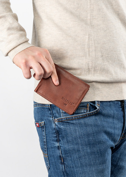 MUSTANG Denimo Wallet Side Opening SKÓRZANY PORTFEL POJEMNY NA KARTY PREMIUM
