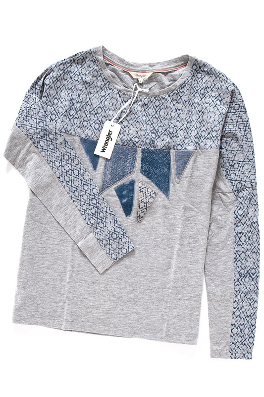 WRANGLER L/S APPLICATION TEE MID GREY MEL W7317DS37