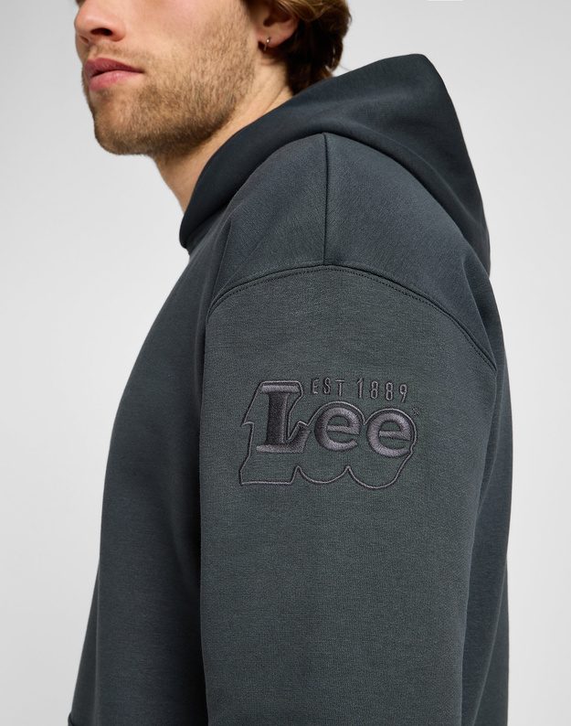 MĘSKA BLUZA Z KAPTUREM LEE CORE RELAXED HOODIE WASHED BLACK 112355528