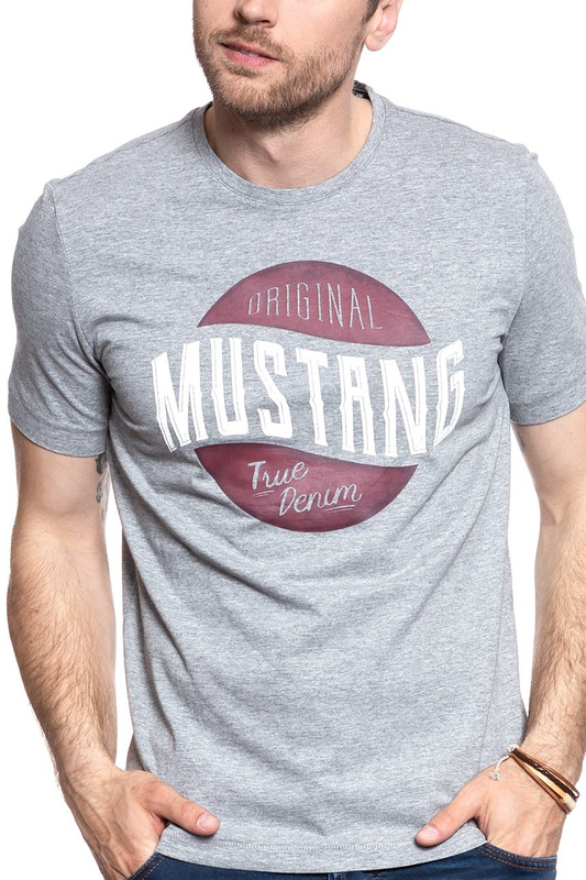 MUSTANG T SHIRT CRACK PRINT TEE MID GREY MELANGE 1007536 4164