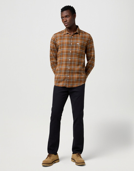 MESKA KOSZULA WRANGLER 1 PKT SHIRT BROWN BLACK 112371404