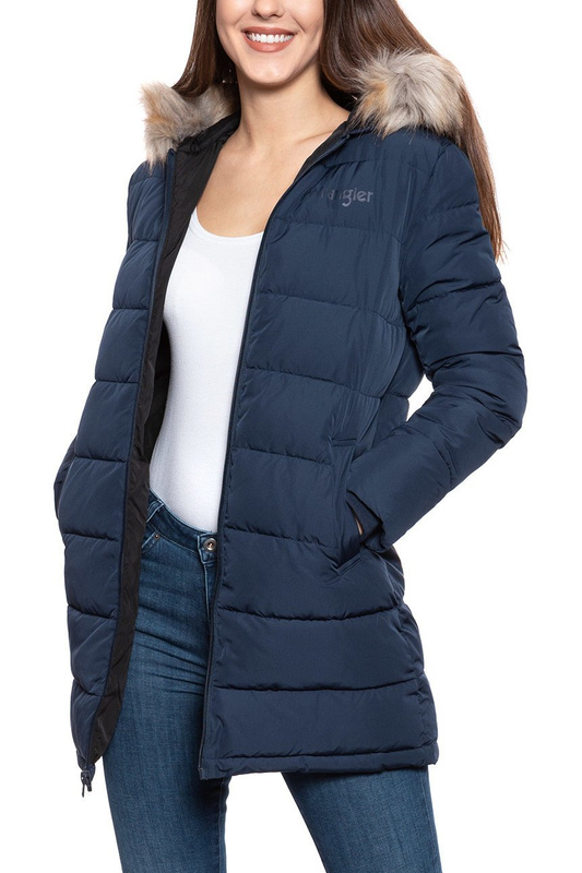 DAMSKA KURTKA ZIMOWA WRANGLER LONG PUFFER NAVY W4N2VJ114 112129160