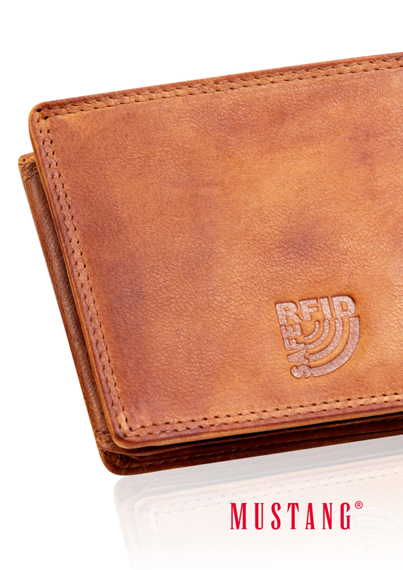 MUSTANG Denimo Wallet Side Opening SKÓRZANY PORTFEL POJEMNY NA KARTY PREMIUM