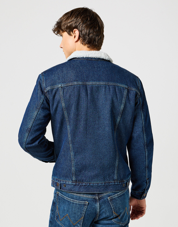 WRANGLER MĘSKA KURTKA JEANSOWA WRANGLER SHERPA JACKET DARK STONE 112356724
