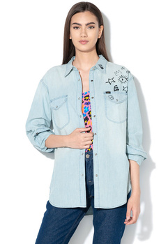 LEE OVERSIZED WESTERN DAMSKA KOSZULA JEANSOWA  BLEACH DOODLE 112110292