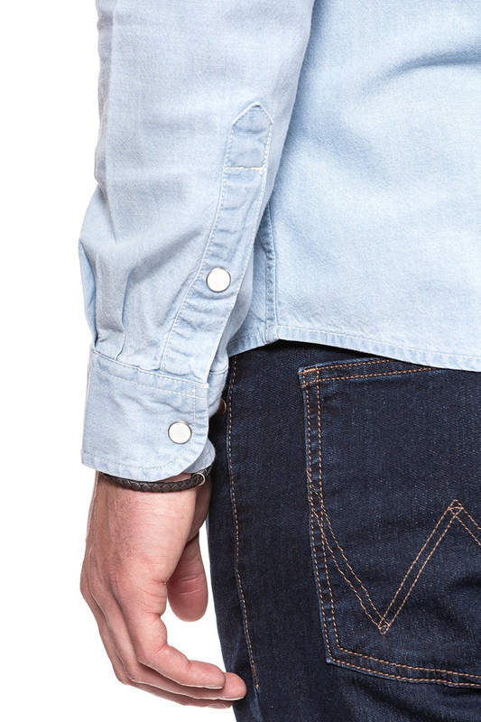 KOSZULA JEANSOWA MĘSKA WRANGLER LS WESTERN LIGHT STONE W5A231GZ6 112129994