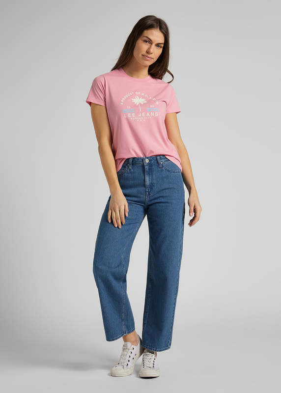 DAMSKI T-SHIRT LEE GRAPHIC TEE LA PINK L40OEHNL 112108641