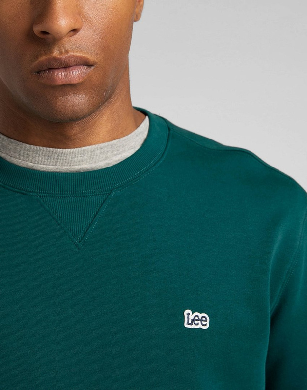 LEE PLAIN CREW SWS MĘSKA BLUZA KLASYCZNA LOGO ESMERALDA L81IRY96 112321571