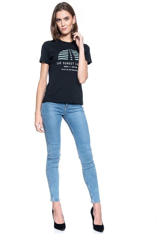 DAMSKI T-SHIRT LEE SUNSET TEE SLIM FIT BLACK L42XEP01 112109509
