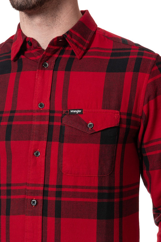 KOSZULA WRANGLER LS 1PKT FLAP SHIRT SALSA RED W5932T2WN 112129738