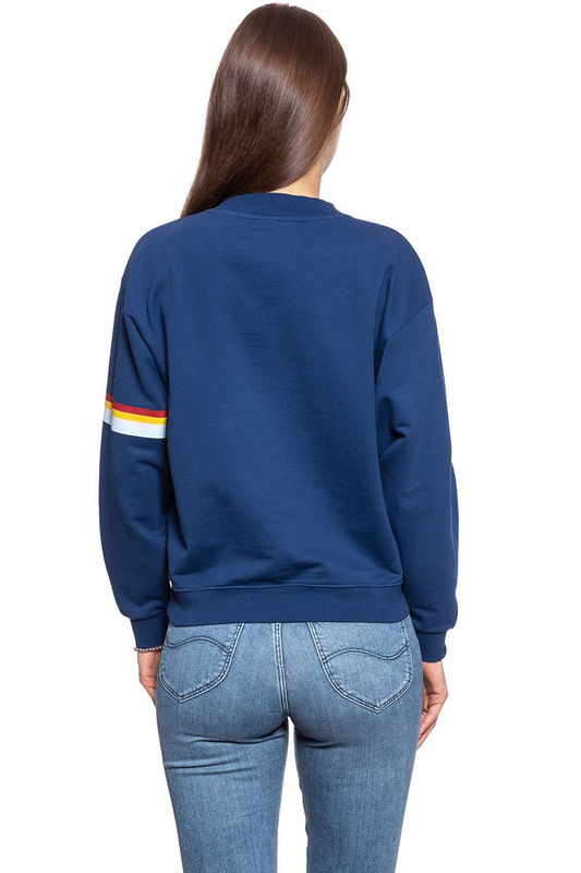 BLUZA WRANGLER 80´S RETRO SWEAT BLUE DEPTHS W6N0HPXJY 112130777