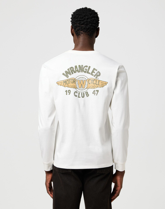 MESKA KOSZULKA WRANGLER LS AMERICANA TEE WORN WHITE 112371574