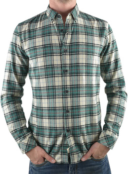 TOM TAILOR HERRINGBONE CHECKED SHIRT DUSTY SMOKE GREEN 20307950012 COL.7519