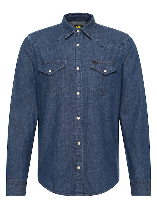 LEE REGULAR WESTERN MĘSKA KOSZULA JEANSOWA JEANS MID STONE L66WCUVK 112321897