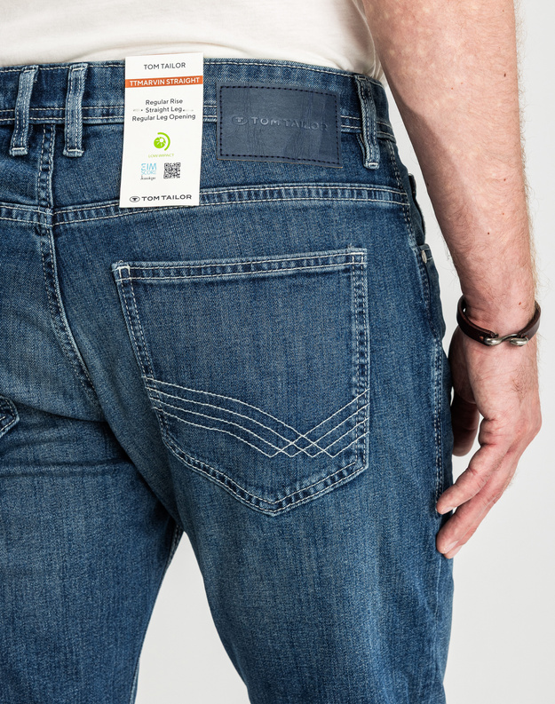 Męskie Spodnie Jeansowe Marvin Straigh Used Mid Stone Blue Denim Proste 1047981 10119