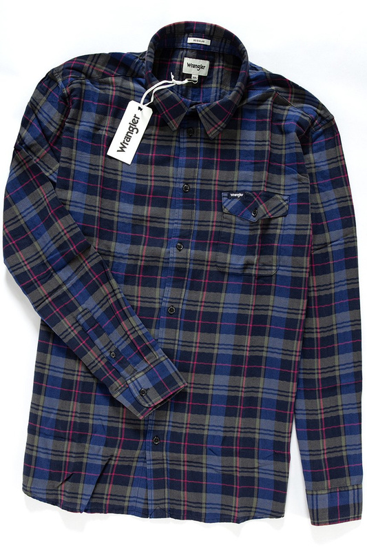 KOSZULA WRANGLER LS 1PKT FLAP SHIRT NAVY W5932T935 112129739