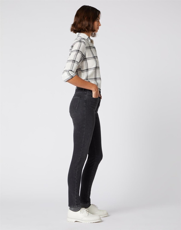 SPODNIE DAMSKIE WRANGLER HIGH RISE SKINNY BLACK SEA W27HJK45A 112128088