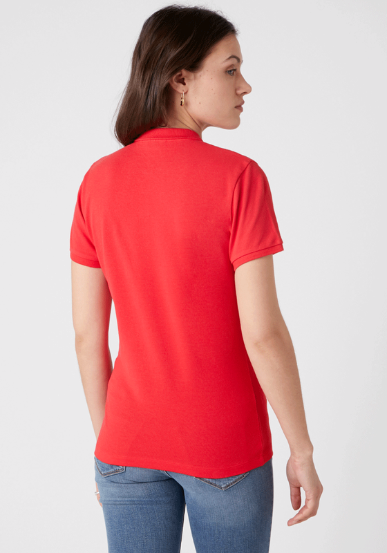 WRANGLER POLO DAMSKA KOSZULKA Z KOŁNIERZYKIEM LOLLIPOP RED W7Q1K4XSK 112132079