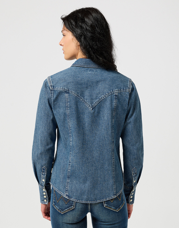WRANGLER DAMSKA KOSZULA JEANSOWA WRANGLER EXAG YOKE SHIRT FADED BLUE 112356476