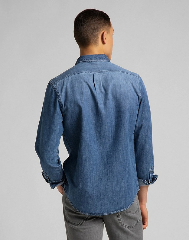 LEE BUTTON DOWN MĘSKI T-SHIRT KOSZULKA Z KRÓTKIM RĘKAWEM TIDE BLUE L880PLQK 112123383