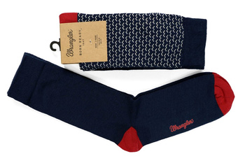 WRANGLER SKARPETY MĘSKIE 2 PARY DWUPAK NAVY/RED GEOMETRIC