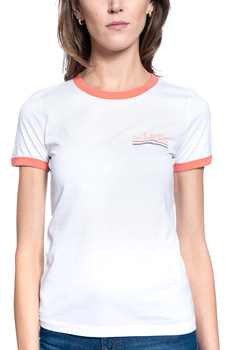 DAMSKI T-SHIRT LEE RINGER TEE SLIM FIT BRIGHT WHITE L40PEPLJ 112108662