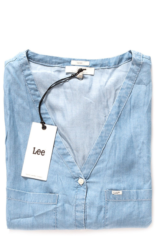 KOSZULA DAMSKA LEE CROPPED V NECK BLOUSE DELFT BLUE L45THACO 112110534