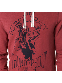 TOM TAILOR WASHED HOODIE WITH PRINT MĘSKA BLUZA ROZPINANA DARK CLARET RED COL. 4480 25293850010