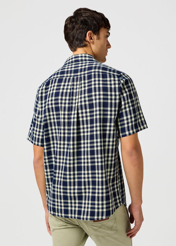 MESKA KOSZULA WRANGLER SS 1 PKT SHIRT CREPE INDIGO 112362902