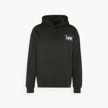 LEE LOOSE LOGO HOODIE MĘSKA BLUZA Z KAPTUREM LOGO WASHED BLACK LL17FTON 112331477