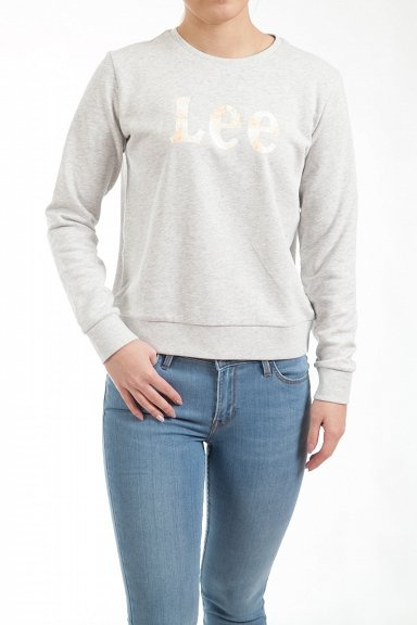 LEE CREW LOGO REGULAR FIT DAMSKA BLUZA SHARP GREY MELE L36KEI03 112107878
