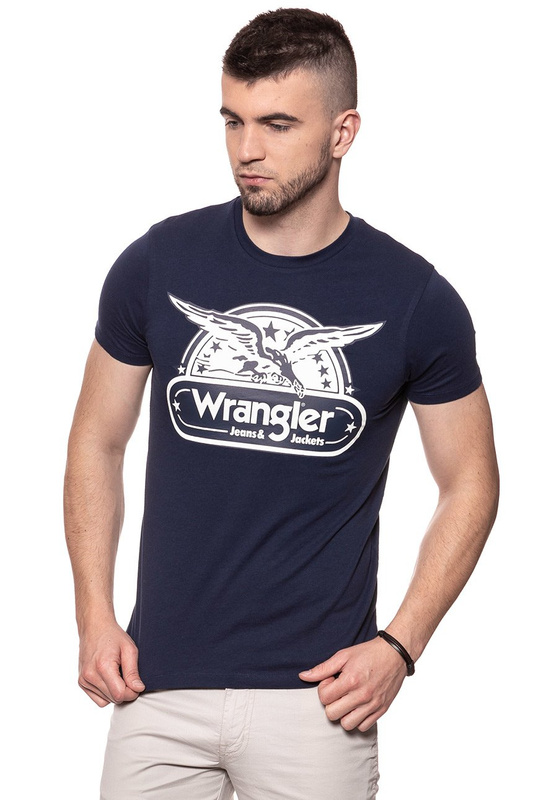 KOSZULKA WRANGLER SS EAGLE TEE NAVY W7B74FK35 112131543