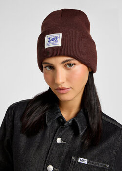 LEE DAMSKA CZAPKA BAWEŁNIANA WORKWEAR BEANIE VELVET BEET 112358298 LP75016269