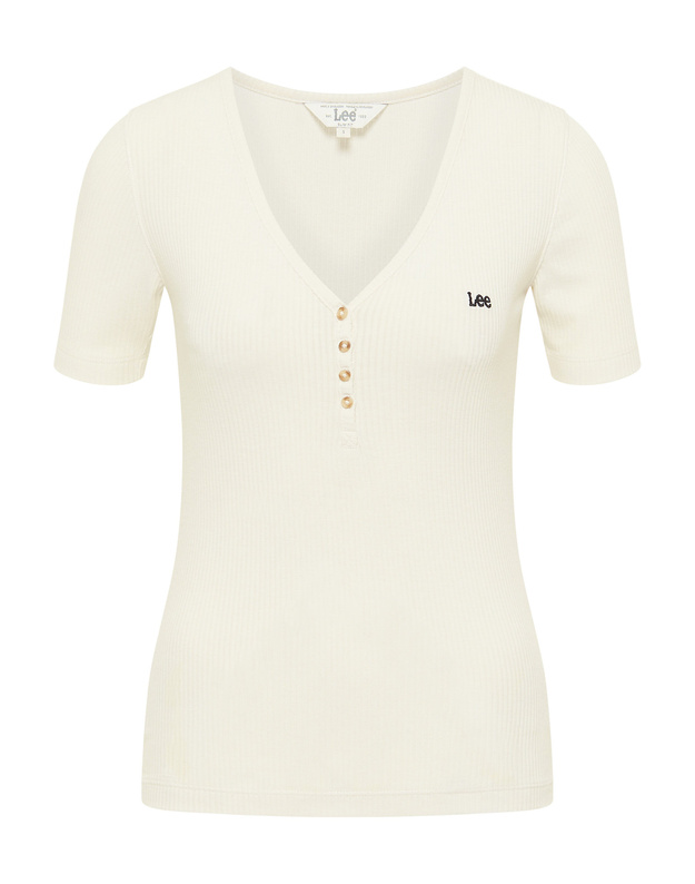 DAMSKA KOSZULKA LEE SS HENLEY ECRU 112333722