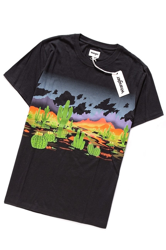 WRANGLER T SHIRT OUT WEST TEE FADED BLACK W7C30FQV6 112131669