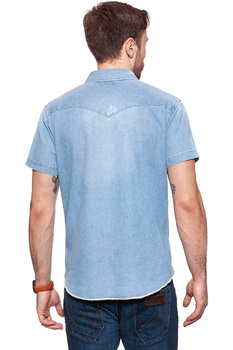 KOSZULA JEANSOWA MĘSKA WRANGLER SS FESTIVAL SHIRT ACID BLEACH W5A08LW3E 112129930