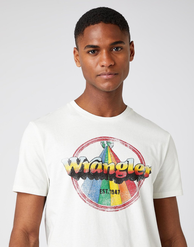 MĘSKI T-SHIRT WRANGLER RAINBOW OFF WHITE W7J9D3737 112141559