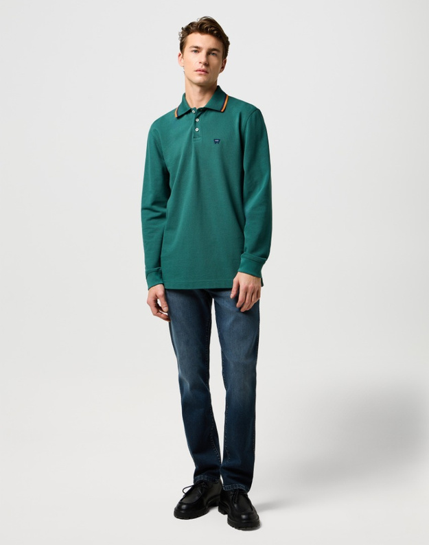 MESKA KOSZULKA POLO WRANGLER LS POLO SHIRT BISTRO GREEN 112371507