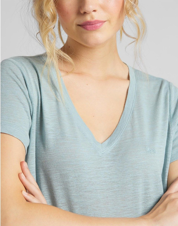 LEE V NECK TEE DAMSKI T-SHIRT FADED BLUE L41JENOF 112109012