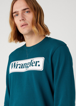 WRANGELR SEASONAL CREW MĘSKA BLUZA NIEROZPINANA LOGO DEEP TEAL GREEN 112341199 W6F3016144