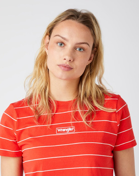 DAMSKI T-SHIRT WRANGLER SS STRIPE TEE POPPY RED W7ZCD3XJR 112141647