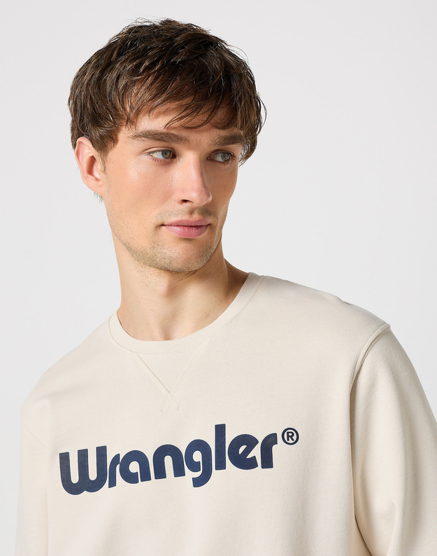MESKA BLUZA WRANGLER LOGO CREW SWEAT VINTAGE WHITE 112350538